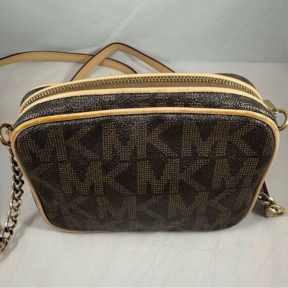 MICHAEL KORS Brown Logo Crossbody Bag with Gold-Tone Hardware - Picture 7 of 9